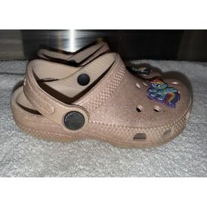 Rose Gold Sparkle Toddler Crocs Size C8
